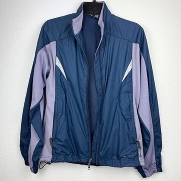 Nike Women Sportswear Track Jacket Navy Lilac White Accents Zip Up Athletic - Picture 9 of 9